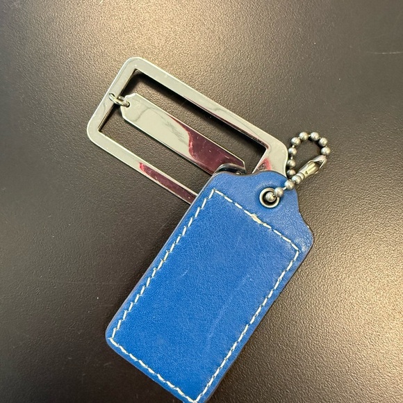 Coach Blue and White Bag Charm Keychain silver hardware - Picture 2 of 2